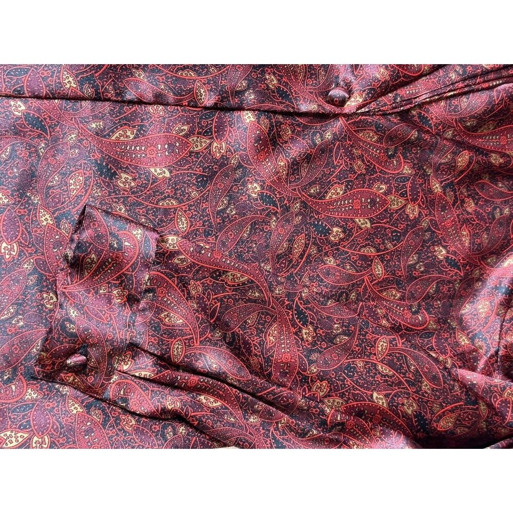 Notations Top Blouse Women Burgundy Paisley V Pleated Christmas Business Size 12 - Picture 7 of 11